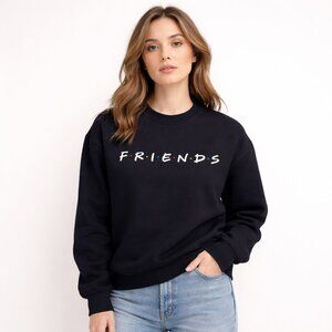 Friends Logo Crewneck Sweatshirt Black Small 90s Sitcom Classic